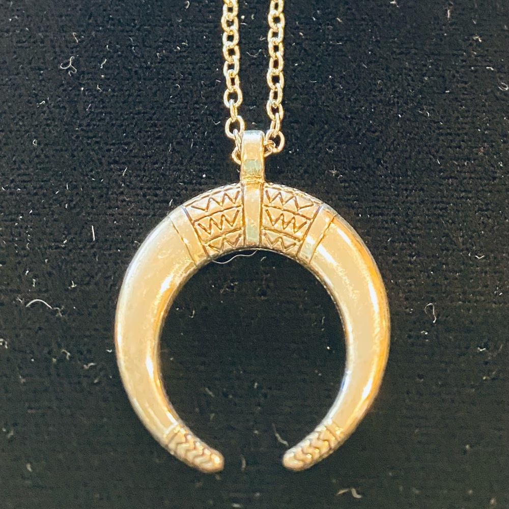 Crescent shaped silver plate necklace!